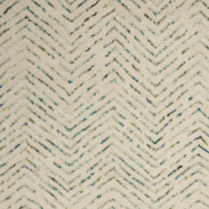 Homeroots 8' Modern Ivory Blue And Green Wool Chevron Area Rug - Perfect For Enhancing Your Home's Style 5' X 7' Wool 553390