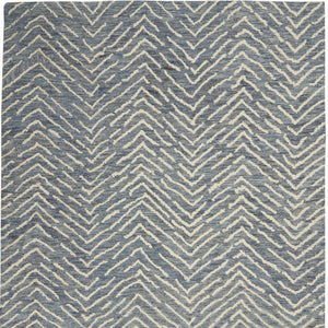 Homeroots 8' Wool Chevron Area Rug In Indigo And Ivory - Modern Artistry To Enhance Your Living Space Elegantly 4' X 6' Wool 553391
