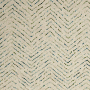 Homeroots 8' Modern Ivory Blue And Green Wool Chevron Area Rug - Perfect For Enhancing Your Home's Style 4' X 6' Wool 553392