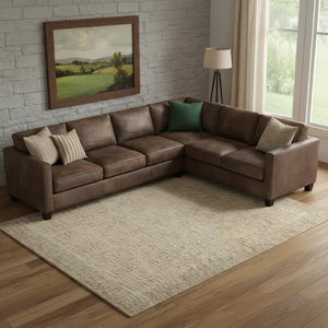 8 Foot by 12 Handmade Wool Abstract Rug Neutral Tufted Pile for Living Rooms