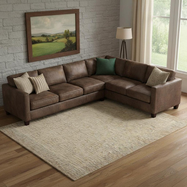 8 Foot by 12 Handmade Wool Abstract Rug Neutral Tufted Pile for Living Rooms