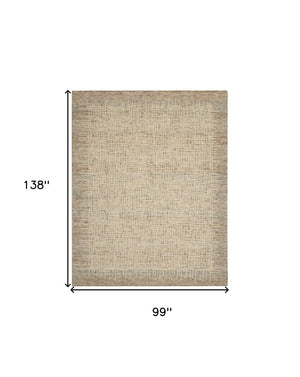 8 Foot by 12 Handmade Wool Abstract Rug Neutral Tufted Pile for Living Rooms