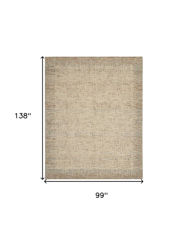 8 Foot by 12 Handmade Wool Abstract Rug Neutral Tufted Pile for Living Rooms