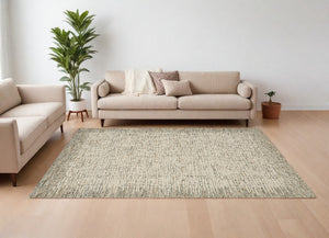 Homeroots 8' Artful Wool Abstract Area Rug In Ivory Brown And Gray - Elevate Your Space With Style! 8' X 12' Wool 553394