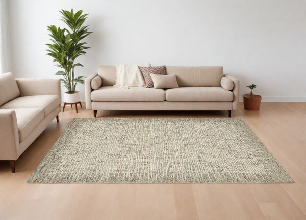 Homeroots 8' Artful Wool Abstract Area Rug In Ivory Brown And Gray - Elevate Your Space With Style! 8' X 12' Wool 553394