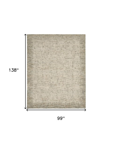 Homeroots 8' Artful Wool Abstract Area Rug In Ivory Brown And Gray - Elevate Your Space With Style! 8' X 12' Wool 553394