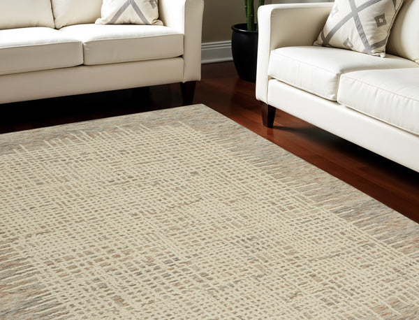 Homeroots 8' Beige And Tan Wool Abstract Area Rug - Perfect For Adding Warmth And Style To Any Room! 8' X 10' Wool 553395