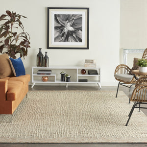 HomeRoots 8' Beige and Tan Wool Abstract Area Rug - Cozy, Soft, and Stylish for Modern and Rustic Spaces 8' X 10' 553395