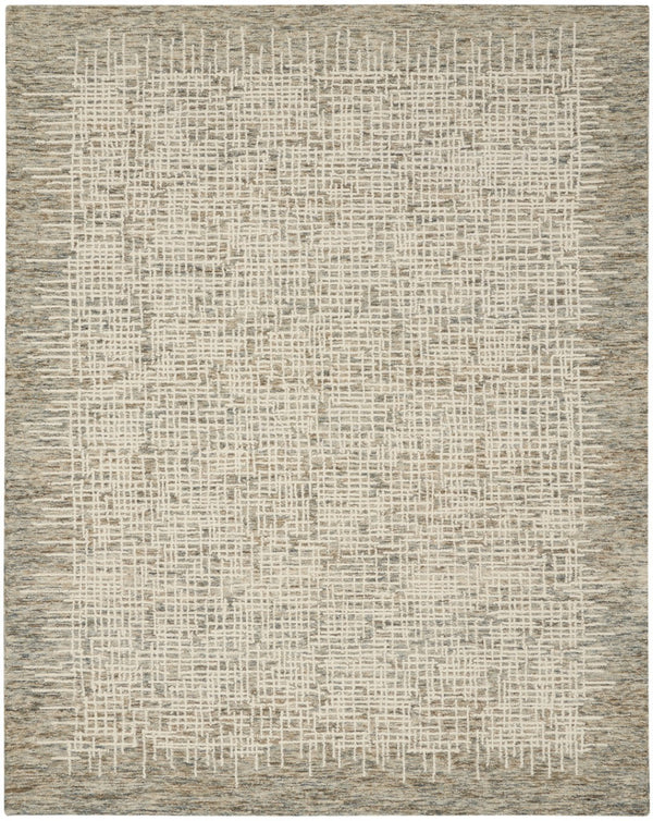 Homeroots 8' Artful Wool Abstract Area Rug In Ivory Brown And Gray - Elevate Your Space With Style! 8' X 10' Wool 553396