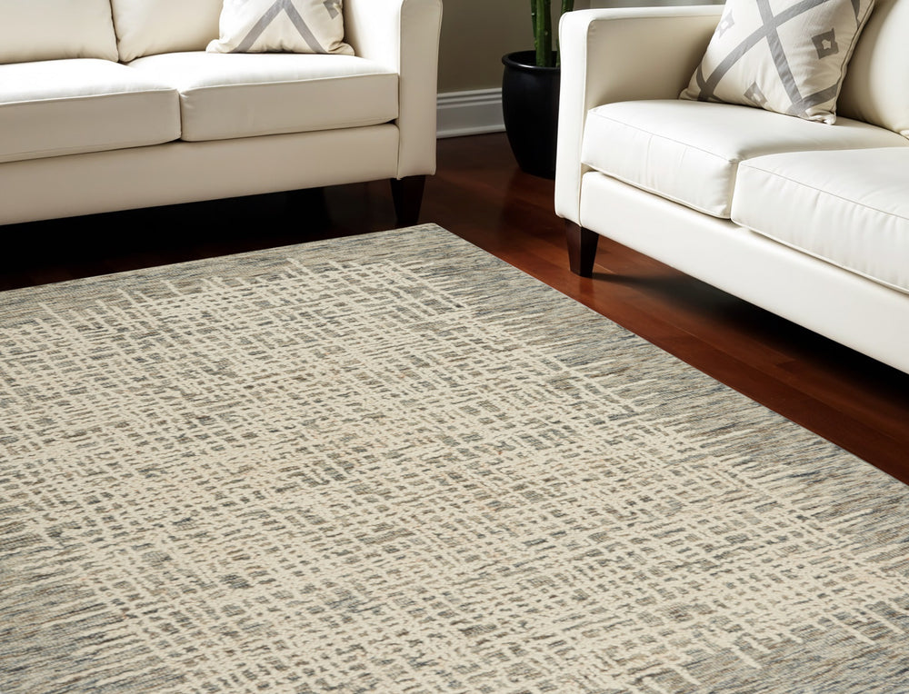 Homeroots 8' Artful Wool Abstract Area Rug In Ivory Brown And Gray - Elevate Your Space With Style! 8' X 10' Wool 553396