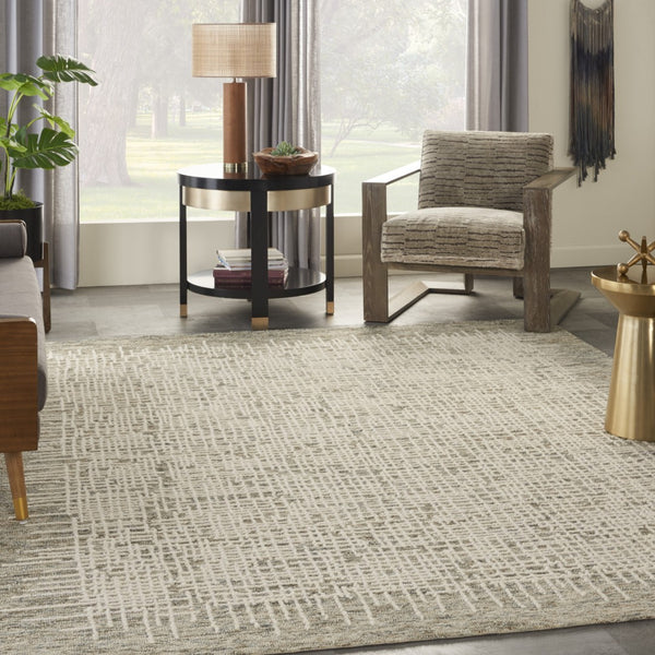 Homeroots 8' Artful Wool Abstract Area Rug In Ivory Brown And Gray - Elevate Your Space With Style! 8' X 10' Wool 553396