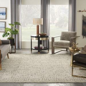 HomeRoots 8' Wool Abstract Area Rug in Ivory, Brown & Gray - Stylish Comfort for Modern Living Spaces 8' X 10' 553396
