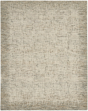 HomeRoots 8' Wool Abstract Area Rug in Ivory, Brown & Gray - Stylish Comfort for Modern Living Spaces 8' X 10' 553396