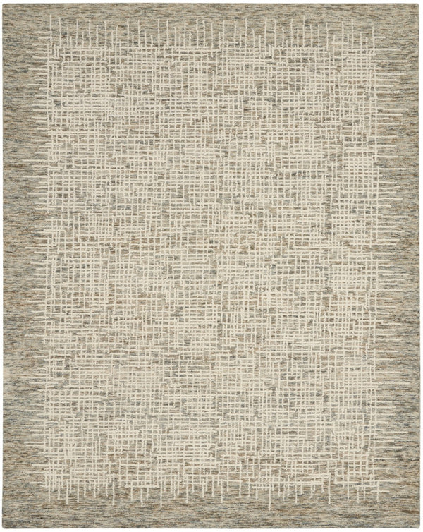 HomeRoots 8' Wool Abstract Area Rug in Ivory, Brown & Gray - Stylish Comfort for Modern Living Spaces 8' X 10' 553396