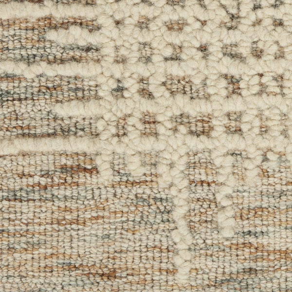 HomeRoots 8' Beige and Tan Wool Abstract Runner Rug - Modern Softness for Hallways, Kitchens & Utility Areas 553397