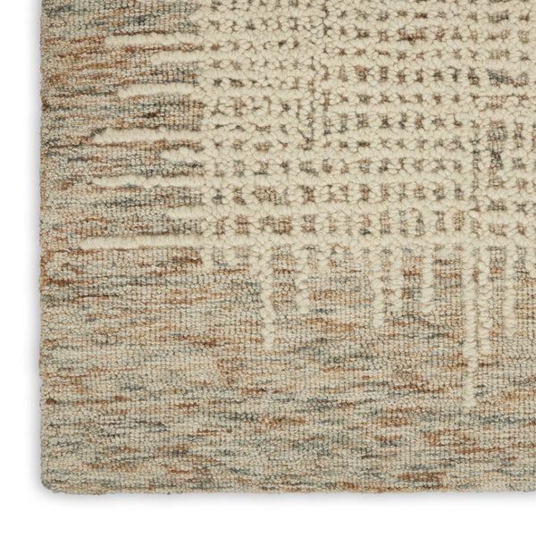 HomeRoots 8' Beige and Tan Wool Abstract Runner Rug - Modern Softness for Hallways, Kitchens & Utility Areas 553397
