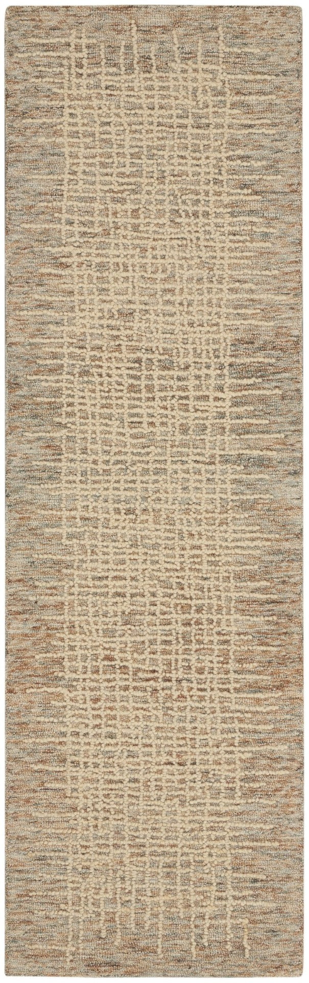 HomeRoots 8' Beige and Tan Wool Abstract Runner Rug - Modern Softness for Hallways, Kitchens & Utility Areas 553397