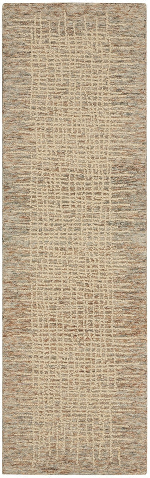 HomeRoots 8' Beige and Tan Wool Abstract Runner Rug - Modern Softness for Hallways, Kitchens & Utility Areas 553397