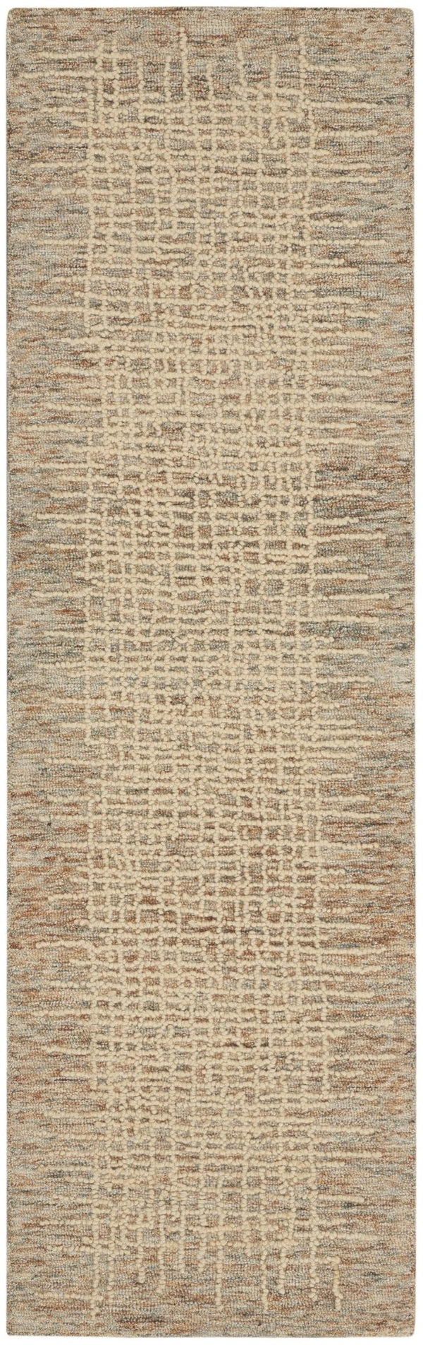 HomeRoots 8' Beige and Tan Wool Abstract Runner Rug - Modern Softness for Hallways, Kitchens & Utility Areas 553397