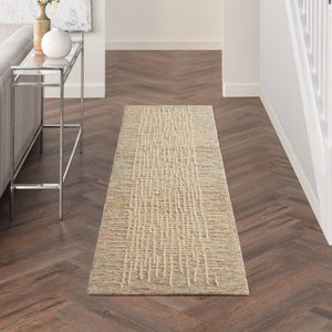 Homeroots 8' Beige And Tan Wool Abstract Runner Rug - Stylish Accent For Hallways, Living Rooms, And More!  Wool 553397
