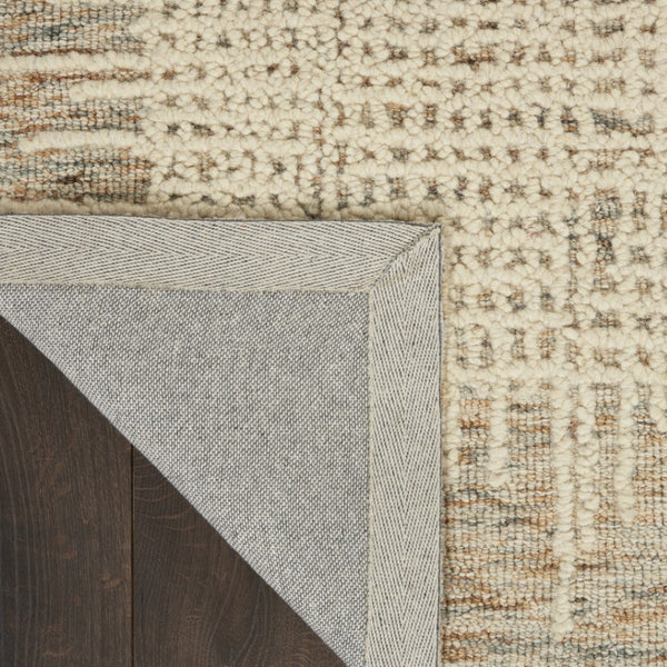 HomeRoots 8' Beige and Tan Wool Abstract Runner Rug - Modern Softness for Hallways, Kitchens & Utility Areas 553397