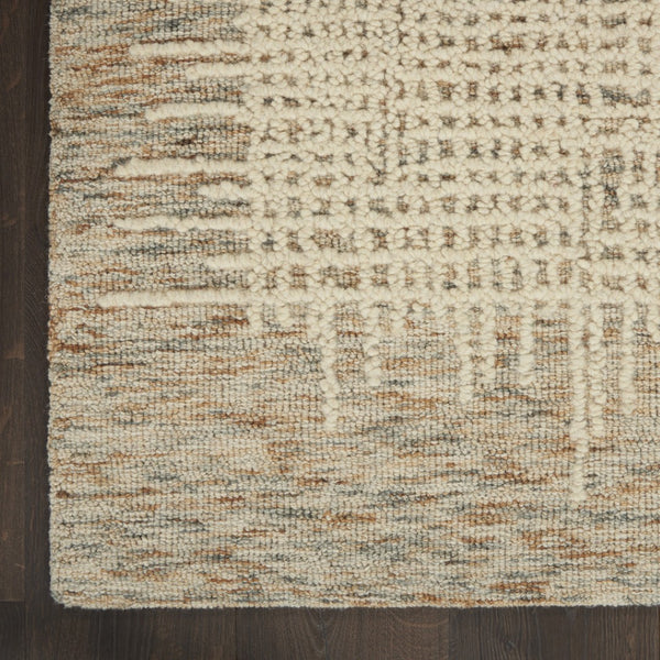 HomeRoots 8' Beige and Tan Wool Abstract Runner Rug - Modern Softness for Hallways, Kitchens & Utility Areas 553397