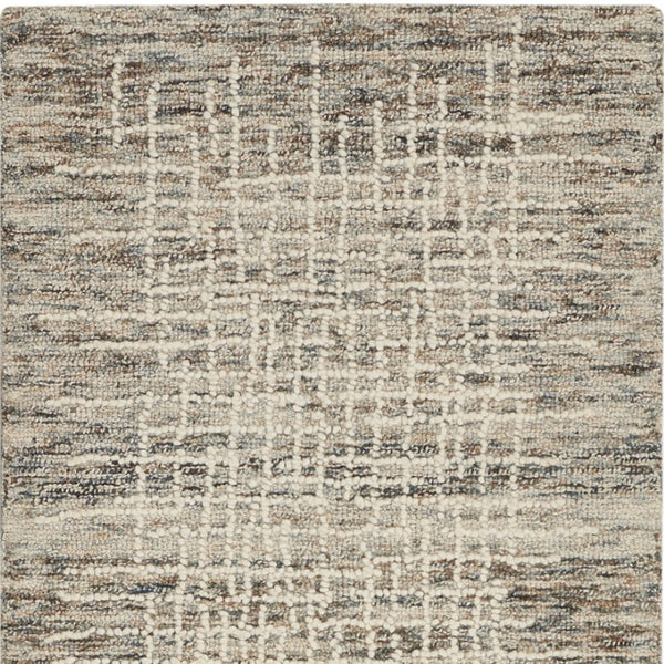 Homeroots 8' Ivory Brown And Gray Abstract Wool Runner Rug - Stylish Accent For Hallways And More!  Wool 553398