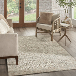 HomeRoots 8' Beige and Tan Wool Abstract Area Rug - Cozy, Soft, and Stylish for Modern and Rustic Spaces 5' X 7' 553399