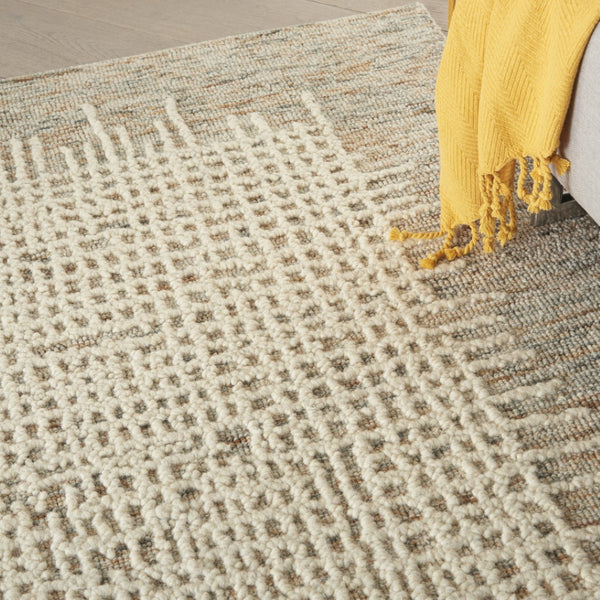 HomeRoots 8' Beige and Tan Wool Abstract Area Rug - Cozy, Soft, and Stylish for Modern and Rustic Spaces 5' X 7' 553399