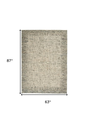 Homeroots 8' Artful Wool Abstract Area Rug In Ivory Brown And Gray - Elevate Your Space With Style! 5' X 7' Wool 553400