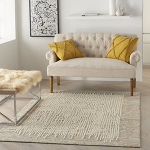 HomeRoots 8' Beige and Tan Wool Abstract Area Rug - Cozy, Soft, and Stylish for Modern and Rustic Spaces 4' X 6' 553401