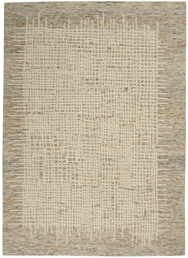 HomeRoots 8' Beige and Tan Wool Abstract Area Rug - Cozy, Soft, and Stylish for Modern and Rustic Spaces 4' X 6' 553401