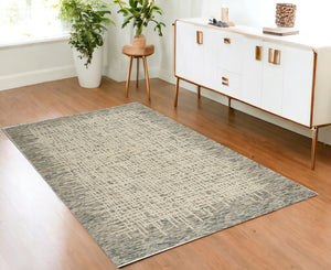 Homeroots 8' Artful Wool Abstract Area Rug In Ivory Brown And Gray - Elevate Your Space With Style! 4' X 6' Wool 553402