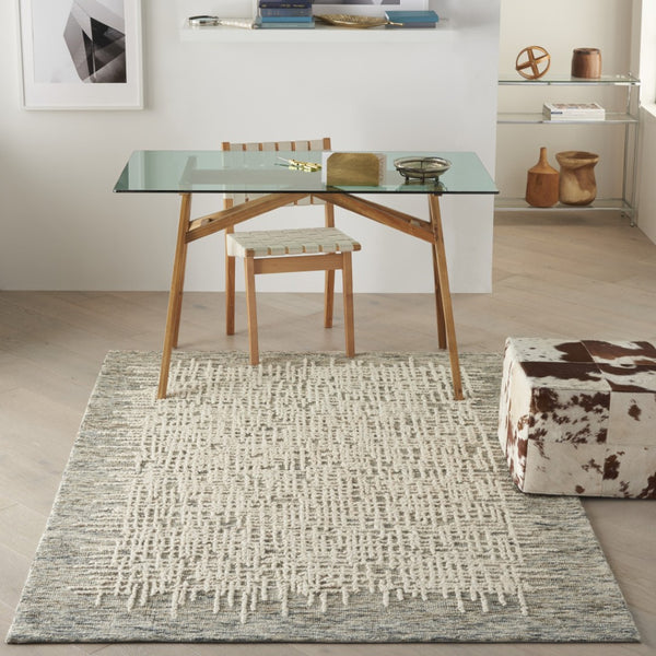 Homeroots 8' Artful Wool Abstract Area Rug In Ivory Brown And Gray - Elevate Your Space With Style! 4' X 6' Wool 553402