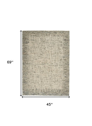 Homeroots 8' Artful Wool Abstract Area Rug In Ivory Brown And Gray - Elevate Your Space With Style! 4' X 6' Wool 553402