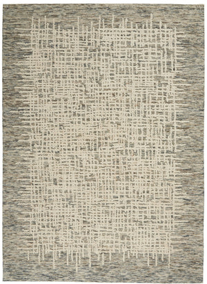 HomeRoots 8' Wool Abstract Area Rug in Ivory, Brown & Gray - Stylish Comfort for Modern Living Spaces 4' X 6' 553402