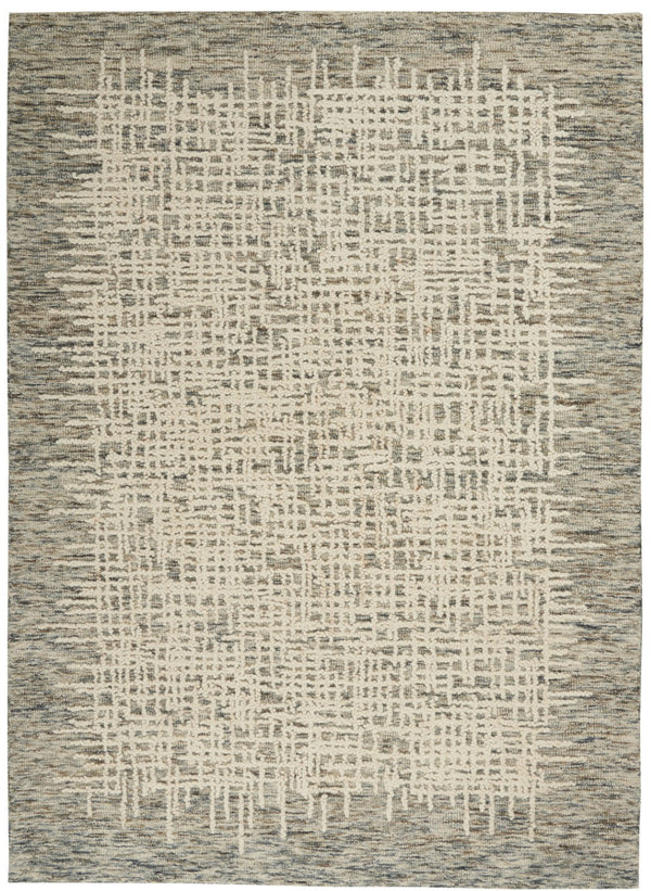 HomeRoots 8' Wool Abstract Area Rug in Ivory, Brown & Gray - Stylish Comfort for Modern Living Spaces 4' X 6' 553402