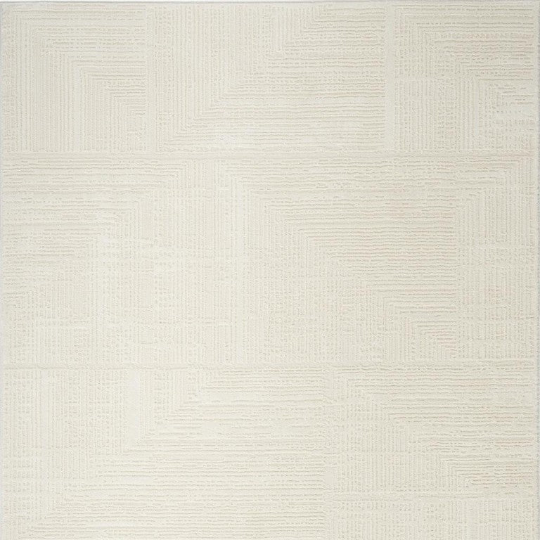 8 X 10 Ivory Abstract Polyester Area Rug Low Pile Living Room Floor Accent