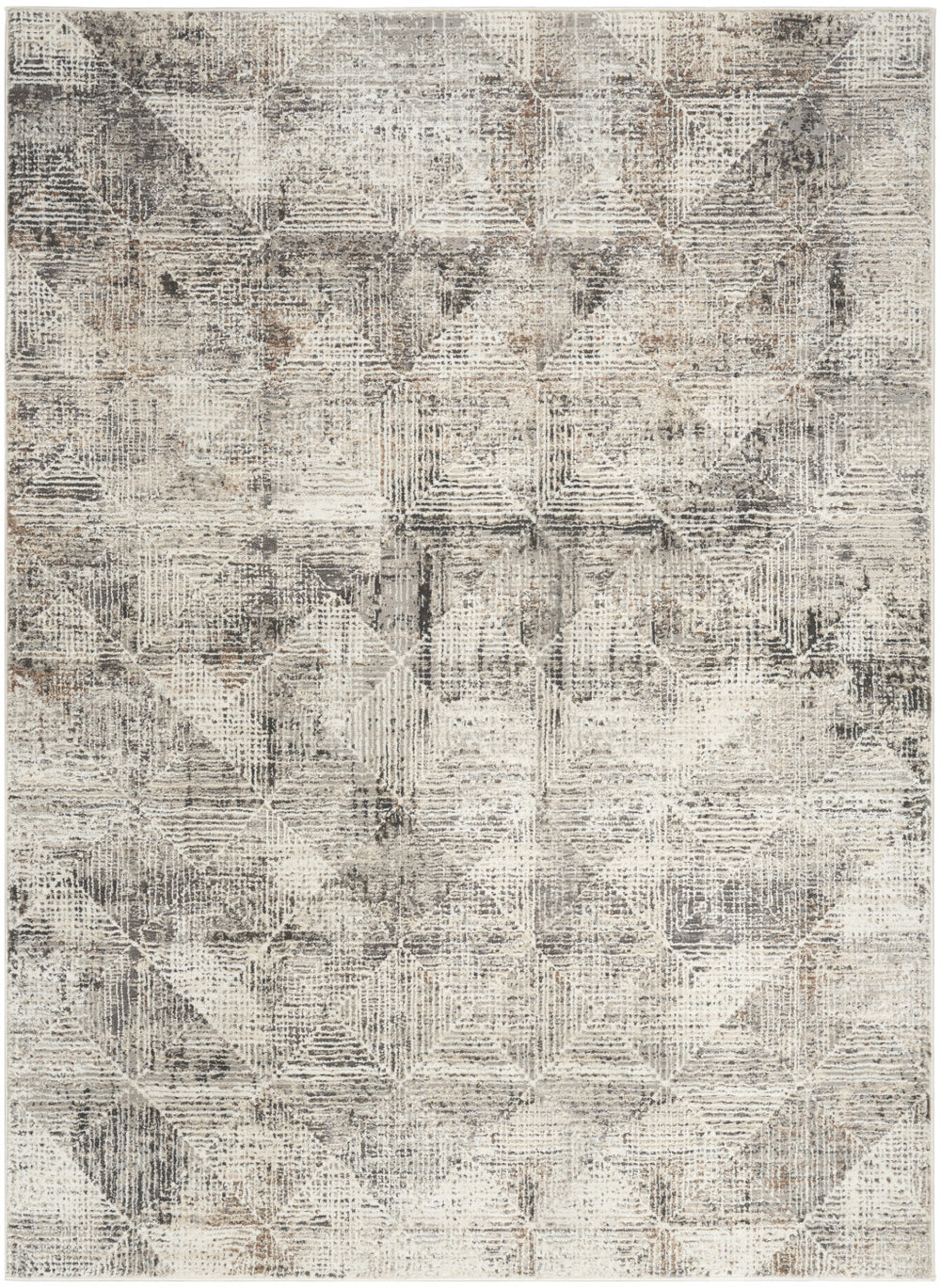 Homeroots 8' X 10' Ivory And Black Geometric Non Skid Area Rug  Polyester 553415