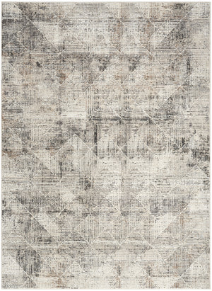 Homeroots 8' X 10' Ivory And Black Geometric Non Skid Area Rug  Polyester 553415