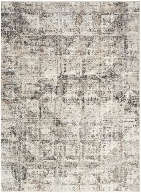 Homeroots 8' X 10' Ivory And Black Geometric Non Skid Area Rug  Polyester 553415