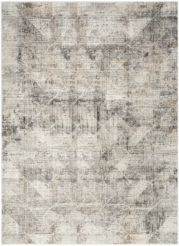 Homeroots 8' X 10' Ivory And Black Geometric Non Skid Area Rug  Polyester 553415