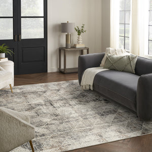 Homeroots 8' X 10' Ivory And Black Geometric Non Skid Area Rug  Polyester 553415