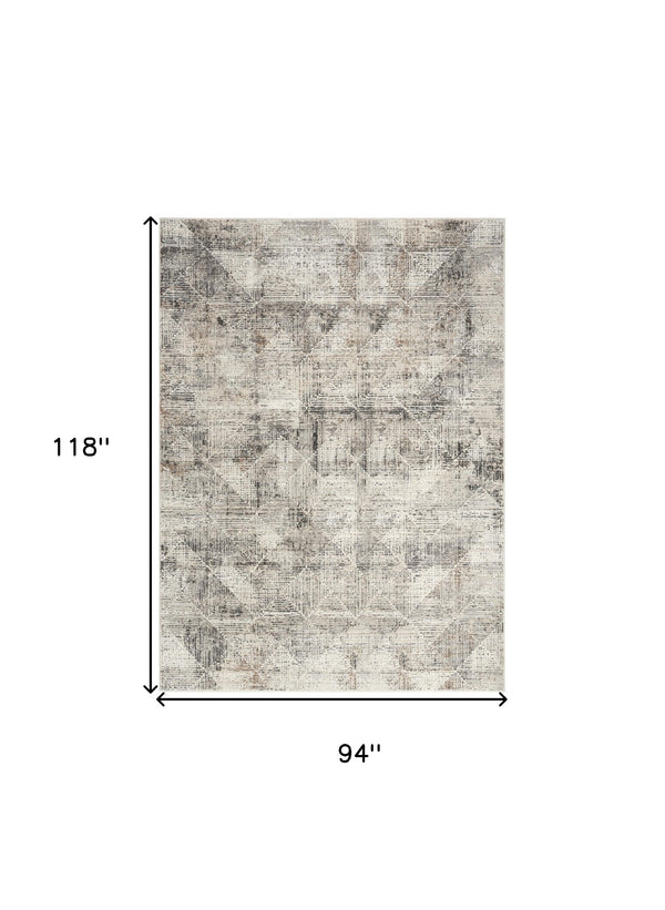 Homeroots 8' X 10' Ivory And Black Geometric Non Skid Area Rug  Polyester 553415