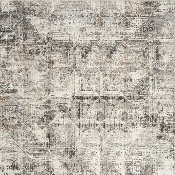 Homeroots 8' X 10' Ivory And Black Geometric Non Skid Area Rug  Polyester 553415