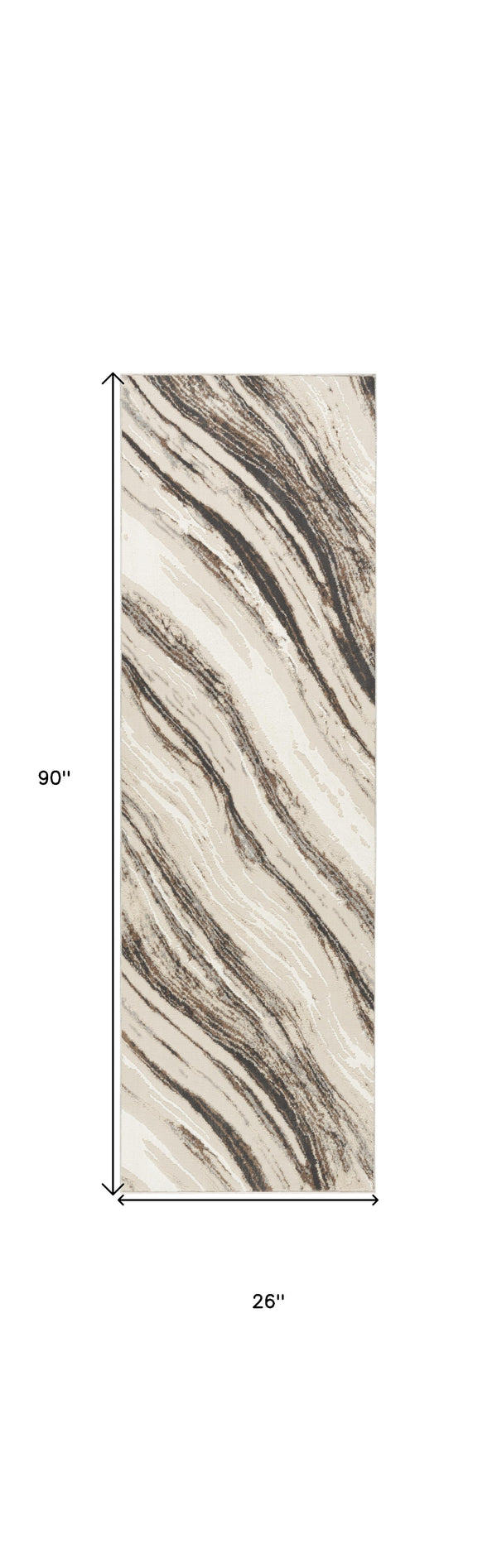 Homeroots 8' Beige And Gray Abstract Non Skid Runner Rug  Polyester 553417