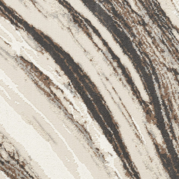 Homeroots 8' Beige And Gray Abstract Non Skid Runner Rug  Polyester 553417