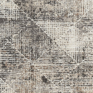 Homeroots 8' Ivory Black And Brown Geometric Non Skid Runner Rug  Polyester 553423