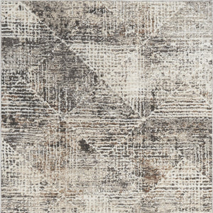 Homeroots 8' Ivory Black And Brown Geometric Non Skid Runner Rug  Polyester 553423