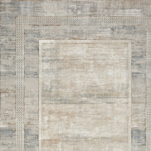 Homeroots 4' X 6' Ivory Blue And Gray Geometric Non Skid Area Rug  Polyester 553428